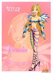 1girls 5_fingers arabatos artist_logo blonde_hair blue_eyes cornelia_hale disney email_address fairy fairy_wings female female_focus female_only high_heels highres jpg solo standing text w.i.t.c.h. wings