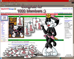 animaniacs anthro black_fur brainsister breasts clothes clothing dot_warner female flower fur furry milestone_celebration nipples panties penis red_nose skirt smile standing tagme topless what white_fur