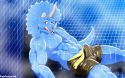 anthro dinosaur extreme_dinosaurs fabfelipe male_only muscles spike_(extreme_dinosaurs) triceratops