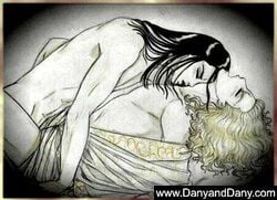 2boys black_hair blonde_hair closed_eyes colored_pencil_(artwork) kissing lestat_de_lioncourt long_hair louis_de_pointe_du_lac lowres male male_only pencil_(artwork) sex the_vampire_chronicles_(franchise) traditional_media_(artwork) vampire yaoi