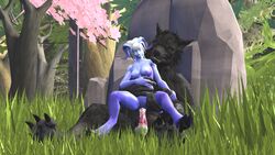 2015 3d alliance_(warcraft) anthro artist_request balls black_fur blizzard_entertainment blue_fur breasts canine cum cum_in_pussy cum_inside day draenei draenei_paladin erection female forest fur glowing glowing_eyes grass hair hooves horn humanoid interspecies male mammal nipples nude outside paladin_(warcraft) penetration penis pussy sex smile source_filmmaker straight teeth tentacle tree vaginal_penetration video_games warcraft were werewolf white_hair wolf world_of_warcraft yrel