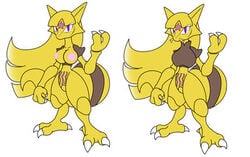 barefoot breasts claws color female female_only front_view gb_of_bs hair kadabra long_hair looking_at_viewer nipples open_eyes pink_nipples pointy_ears pokemon pokemon_focus sabrina_(pokemon) solo standing white_background