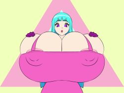Blue Hair, Boob Squish, Breast Expansion, Breast Growth