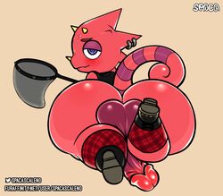 animal_crossing ass balls big_butt big_penis blush boots clothing digital_media_(artwork) flick_(animal_crossing) footwear genitals hi_res horn legwear looking_at_viewer male male_only nintendo penis piercing solo spaca stockings video_games