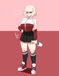 alcohol artist_name ass big_ass big_breasts big_butt big_thighs black_legwear black_skirt blonde_hair blue_eyes blush breasts busty clothing country_inc_(yuric_inc) curvaceous curvy curvy_body curvy_female curvy_figure ellipsis eyebrows eyebrows_visible_through_hair female female_only flag frown frowning_at_viewer gigantic_breasts hourglass_figure huge_ass huge_breasts huge_butt huge_thighs human large_ass large_breasts large_butt large_thighs light-skinned_female light_skin looking_at_viewer massive_ass massive_breasts massive_butt medium_hair national_personification pink_background pockets poland_(yuric_inc) polish polish_flag polish_text red_background shoes skirt speech_bubble stockings thick thick_hips thick_legs thick_thighs thighs thunder_thighs tight_clothing track_suit vodka voluptuous voluptuous_female watermark white_hair white_skin wide_hips yuric_inc zipper