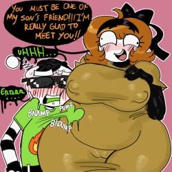 1boy 1boy1girl 1girls 2020s 2025 :d age_difference ahoge antennae antennae_(anatomy) bbw big_ass big_belly big_breasts big_thighs bigger_female black_body black_skin blush blush_lines bow camel_toe cameltoe child_bearing_hips chubby chubby_female clothed clothed_female clothed_male cross-eyed derpina dialogue dialogue_bubble dress duo duo_focus english english_dialogue english_text eyelashes female heart heartbeat holding holding_breast huge_ass huge_breasts huge_thighs hyper hyper_ass hyper_belly hyper_breasts imminent_sex male male/female meme milf mlg_glasses mother ms.rivera nervous nervous_smile nipple_bulge nipples nipples_visible_through_clothing no_pupils nonbinary nonbinary_(lore) onomatopoeia orange_hair original original_character pixel_glasses provocative pussy short_hair simple_background size_difference smaller_male smile taller_female taller_girl thick thick_ass thick_hips thick_thighs trollface voluptuous voluptuous_female wide_hips zayden