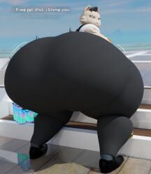 3d 3d_(artwork) 3d_model anthro booty bulge clothed darkspite feline fortnite huge_ass huge_thighs male meowdas presenting_ass