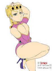 1boy aged_up apefucker59 clothed clothing color color_edit detnox earrings edit edited eyebrows_raised femboy giorno_giovanna half-closed_eyes heels hi_res jojo's_bizarre_adventure lips male male_only nail_polish solo thick vento_aureo