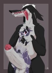 absorption_vore absurd_res anthro big_penis biped black_sclera bone_mask borzoi canid canine canis chastity_cage chastity_device domestic_dog dominant dominant_male duo felid feline foreskin fur genitals ghost_(ghostst) ghostst goo_creature hand_on_head hand_on_shoulder hi_res huge_cock hunting_dog hyper hyper_genitalia hyper_penis imminent_vore larger_male long_tongue magenta_eyes male male/male mammal mask motion_lines nude partially_inside penis penis_size_difference predator/prey pupils purple_body purple_fur red_eyes shocked sighthound simple_background size_difference skullcat_(species) standing steamy_breath straddling_penis submissive submissive_male teeth tongue tongue_out unusual_anatomy vore white_pupils
