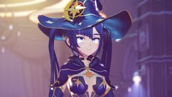 3d female_only genshin_impact mmd mona_(genshin_impact) thatoneguy twintails witch_hat