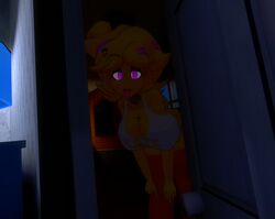 3d big_breasts breasts cally3d chica_(cally3d) chica_(fnaf) chiku chiku_(cryptia) clazzey cleavage cryptiacurves fazclaire's_nightclub five_nights_at_freddy's five_nights_at_freddy's_4 fnaf fredina's_nightclub looking_at_viewer pov scottgames solo tongue_out vrchat vrchat_avatar vrchat_media vrchat_model