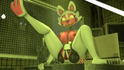 1girls 3_toes 3d 5_fingers animatronic anthro areolae ass big_breasts bonnie_(fnaf) breasts breasts_out completely_naked completely_nude completely_nude_female computer computer_monitor fan five_nights_at_freddy's five_nights_at_freddy's_3 funtime_foxy_(fnaf) funtime_foxy_(fnafsl) grabbing_table inviting inviting_to_sex leg_up lights monitor multicolored_body multicolored_ears multicolored_skin office rule_63 security_camera sexyfoxdude_(artist) sister_location sitting_on_table smiling source_filmmaker spread_legs spread_pussy spreading table tiled_wall v window yellow_eyes