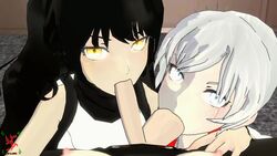 1futa 2girls animated ball_sucking black_hair blake_belladonna blue_eyes breasts collaborative_fellatio dickgirl faunus fellatio futanari human multiple_girls nipples no_sound oral pale_skin penis pov ruby_rose rwby sfmslayer source_filmmaker sucking_testicles tagme testicles vale_outfit video weiss_schnee white_hair yellow_eyes