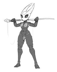 1girls 5_fingers absurd_res anthro anthro_only anthrofied armpits arthropod ass bare_shoulders beamboi beamerbruh belly belly_button breasts completely_nude eyelashes female female_only full_body genitals hi_res hips hollow_knight hornet_(hollow_knight) humanoid insects monochrome mouthless nail_(weapon) naked navel nipples no_mouth non-mammal_breasts nude nude_female nudity pussy silk simple_background small_breasts solo solo_female standing string team_cherry thighs video_games white_background