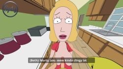 3d 3d_animation 3d_background 3d_model adult_swim animated beth_smith blonde_hair cartoony looking_at_viewer mind_alteration morty_smith pov pov_eye_contact pov_male rick_and_morty tagme thespig titjob tits_out video