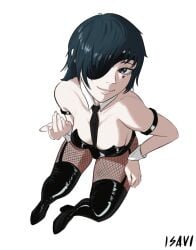 1girls 2d 2d_(artwork) 2d_artwork alternate_body_type alternate_breast_size alternate_breast_size_(smaller) anime anime_character armband average_breasts background black_armband black_eyepatch black_garter_straps black_legwear black_leotard black_necktie black_stockings black_thigh_highs black_thighhighs black_topwear blank_background breasts calves chainsaw_man cleavage closed_mouth_smile collar collarbone digital digital_art digital_drawing digital_drawing_(artwork) digital_media digital_media_(artwork) drawing eyepatch fanart female female_focus female_only fingernails fingers fishnet_legwear fishnet_pantyhose fishnet_stockings fishnet_tights from_above from_front front_view full_body full_body_view garter_straps groin head_tilt high-angle_shot himeno_(chainsaw_man) isavi knees lean_figure legs legwear leotard looking_at_viewer looking_up looking_up_at_viewer mappa medium_breasts monotone_background narrow_waist necktie one_color_background pantyhose plain_background portrait posing posing_for_the_viewer shonen_jump short_hair shoulders shueisha slender_body slender_waist slim_female slim_waist smile smiley_face smiling smiling_at_viewer solid_color_background solo stockings thigh_gap thigh_highs thighhighs thighs tights tilted_head topwear viewed_from_above weekly_shonen_jump white_background white_collar white_wrist_cuffs wrist_cuffs