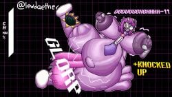 cum_inflation cum_on_face dialogue futa_on_female gameplay_mechanics glasses instant_loss kris_(deltarune) lewdaether micropenis ralsei seth_(deltarune) susie_(deltarune) titjob