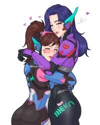 2girls cuddling cute d.mon d.va hana_song overwatch part_1 seifortt yuna_lee yuri