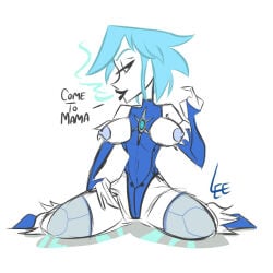 1girls blue_hair breasts dc_comics female killer_frost lee-g-88 nipples solo