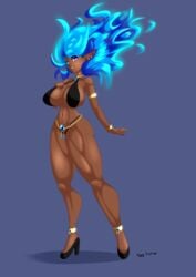 big_breasts fire_hair genasi high_heels muscular_thighs original_character skimpy_clothes tippydoodles witch