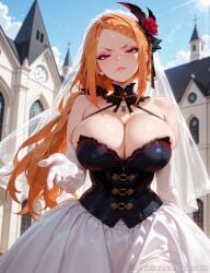 1girls ai_generated big_boobs big_breasts boobs breasts female female_focus female_only high_resolution highres huge_boobs huge_breasts kaistar large_boobs large_breasts long_hair looking_at_viewer orange_hair priscilla_barielle rating_explicit re:zero_kara_hajimeru_isekai_seikatsu solo solo_female solo_focus watermark wedding wedding_dress