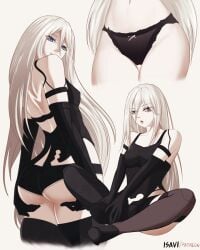 1girls 2d 2d_(artwork) 2d_artwork adult adult_female armband ass ass_cleavage ass_crack ass_grab ass_support average_breasts back backboob background belly belly_button black_panties black_tank_top black_thong black_topwear black_underwear blank_background breasts butt butt_grab calves closed_mouth_smile collarbone curvaceous curvaceous_body curvaceous_female curvaceous_figure curvaceous_hips curvy curvy_body curvy_female curvy_figure curvy_hips digital digital_art digital_drawing digital_drawing_(artwork) digital_media digital_media_(artwork) drawing eyebrows_visible_through_hair female female_focus female_only fingers fondling_butt full_body gluteal_fold grabbing_ass grabbing_butt grabbing_own_ass grabbing_own_butt groin groping_ass groping_butt hair_between_eyes hand_on_ass hand_on_butt hand_on_own_ass hand_on_own_butt head_tilt holding_butt inguinal_crease inguinal_ligament isavi knees lace-trimmed_panties lace-trimmed_thong lace-trimmed_underwear lean_figure legs legs_apart legs_spread light_smile long_hair looking_at_viewer looking_back looking_back_at_viewer looking_down looking_down_at_viewer mature mature_female mature_woman median_furrow medium_breasts monotone_background narrow_waist navel nier nier:_automata nipple_bulge one_color_background open_mouth panties parted_lips plain_background portrait ribbon_panties shoulder_blades shoulders sideboob slender_body slender_waist slight_smile slim_female slim_waist smile smiley_face smiling smiling_at_viewer solid_color_background solo spread_legs spreading_legs spreading_thighs standing tank_top thick_ass thick_butt thigh_gap thighs thong tilted_head tongue topwear touching_ass touching_butt underwear upper_teeth white_background wide_hips woman yorha_a2