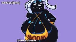 1girls 2026 androjuniarto animated artist_name ass big_ass big_breasts biting_lip black_body black_skin blue_background bomb_gal_(androjuniarto) bomb_girl breast_focus breast_jiggle breasts cleavage cleavage_overflow english_text fanart female female_focus front_view gigantic_breasts huge_ass huge_breasts jiggling_breasts large_ass large_breasts leaning_forward looking_at_viewer nipples no_pupils oc opennsfwsp orange_clothing orange_nipples original original_character pulling_clothing smug smug_face solo solo_focus sound sound_edit starrybarie text top_heavy video watermark white_eyes white_hair