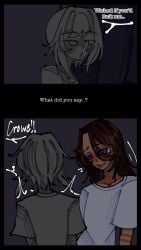 blue_eyes brown_hair comic comic_panel green_hair grey_body jericho_ichabod shocked smug the_kid_at_the_back