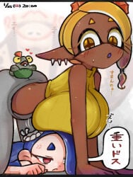 amboomoon big_ass big_breasts big_man_(splatoon) breasts_on_head deep_cut_(splatoon) frye_(splatoon) huge_breasts inkling inkling_girl salmonid_(splatoon) shiver_(splatoon) small_fry splatoon splatoon_3 thick_thighs