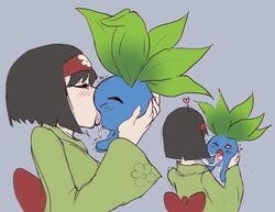 1girls ambiguous_gender basic_color_edit black_hair blush breasts closed_eyes clothed clothing color color_edit colored cute drooling edit edited erika_(pokemon) feet female female_on_feral feral french_kiss game_freak heart holding human human_on_feral interspecies kimono larger_female leaf nintendo nude oddish open_mouth plant pokémon_(species) pokemon pokemon_frlg pokemon_rgby saliva short_hair sideboob size_difference sketch source_request tongue tongue_kiss tongue_out trembling ungulatr wet wholesome yuri