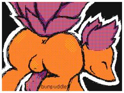 2026 2d_animation 4:3 animated animated_gif anus backsack balls black_background bunpuddle butt canid canine darkner deltarune digital_media_(artwork) eyes_closed feral flipnote_studio_(artwork) flipnote_studio_3d_(artwork) fluffy_ears fox genitals inviting leaf leaf_tail male mammal netskie orange_body outline penis pink_ears pink_tail presenting raised_tail shaking_butt short_playtime simple_background smile solo tail undertale_(series) white_outline x_anus
