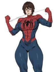 1girls breasts enargeia enargeia5525 female female_focus female_only large_breasts light-skinned_female light_skin peter_parker petra_parker solo spider-man spider-man_(series) superheroine taiyang_yu thick_thighs thighs wide_hips