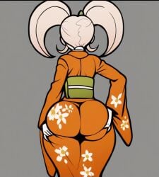 ai_generated back_view blonde_hair clothed danganronpa danganronpa_2:_goodbye_despair groping_ass groping_self huge_ass huge_butt kimono petite_body petite_female plump_ass saionji_hiyoko shortstack squeezing_ass thick_thighs twintails wide_hips