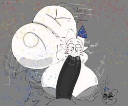 ass_bigger_than_head big_ass eseemoticono gray_(sprunki) huge_ass party_hat penis_in_mouth sprunki sucking_penis tagme text wenda_(sprunki)