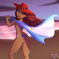 1girls 2026 2d 2d_(artwork) 2d_artwork alternate_version_available argentina argentine_flag argentinian argentinian_female artist_name ass ass_focus beach big_ass bikini breasts carmen_sandiego carmen_sandiego_(2019) digital_media_(artwork) fedora female female_only flag hat lips lipstick medium_breasts mostly_nude mostly_nude_female netflix nude nude_female ocean rear_view red-haired_female red_hair red_hair_female red_lips red_lipstick sand shiny_eyes solo sunset tan-skinned_female tan_body tan_skin thecalmshock thick_thighs thighs wildbrain