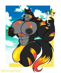 abs alcohol ass biceps bulge canine cocktail male muscles muscular muscular_arms muscular_legs muscular_male muscular_thighs nipples pecs pina_colada thong