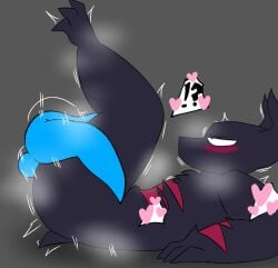 2boys anal anthro_on_anthro balls black_body blush demon edit enigi09_(edit) fur gay hurt interspecies mating_press oc octopus original_character penetration simple_background size_difference wyimstuck_(artist)