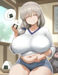 1girls ai_generated big_ass big_breasts chubby chubby_female eating floresai gigantic_breasts huge_ass huge_breasts milf nipple_bulge nipples patreon patreon_url patreon_username thick_thighs tummy uzaki_tsuki wide_hips