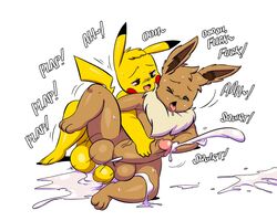 anthro bodily_fluids cum cum_in_ass cum_inside cum_while_penetrated duo eevee erection gay genital_fluids joaoppereiraus kenny_(joaoppereiraus) male male/male male_penetrated male_penetrating male_penetrating_male nintendo orgasm orgasm_face penetration pikachu pokémon_(species) pokemon veris video_games