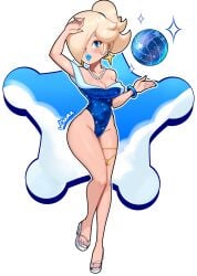 1girls alternate_version_available armwear big_breasts big_lips bikini bimbo bimbo_lips blonde_hair blue_eyes blue_lips blue_lipstick blue_nail_polish blue_nails blue_swimsuit bracelet breasts ear_piercing earrings female female_only floating_object footwear front_view full_body hair hair_over_one_eye hips holding_object legs lips lipstick mario_(series) nail_polish nails necklace neckwear nintendo parted_lips pearl_necklace plump_lips ponytail princess_rosalina sandals smile solo solo_female sparkles star star_earrings swimsuit swimwear thick_lips thigh_strap thighs tied_hair toenail_polish toenails volleyball_(ball) wiluma