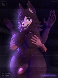 3:4 3d_(artwork) anthro black_body black_fur bone breast_grab breasts camera_hud camera_overlay canid d-class davethew0lfnsfw digital_media_(artwork) female fur glowing glowing_eyes hand_on_breast hi_res human male male/female malo mammal penis_rubbing scp-1471-a scp_foundation sex skull skull_head standing thigh_sex