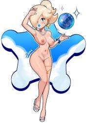 1girls alternate_version_available areolae armwear big_breasts big_lips bikini bimbo bimbo_lips blonde_hair blonde_pubic_hair blue_eyes blue_lips blue_lipstick blue_nail_polish blue_nails bottomless bracelet breasts ear_piercing earrings female female_only floating_object footwear front_view full_body hair hair_over_one_eye hips holding_object legs lips lipstick mario_(series) nail_polish nails naked naked_female necklace neckwear nintendo nipples nude nude_female parted_lips pearl_necklace plump_lips ponytail princess_rosalina pubes pubic_hair pussy sandals smile solo solo_female sparkles star star_earrings thick_lips thigh_strap thighs tied_hair toenail_polish toenails topless vagina volleyball_(ball) wiluma