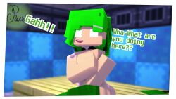 3d_animation animated dildo green_eyes green_hair gym lou_(pearickmc) minecraft moaning pearickmc public pussy tagme video