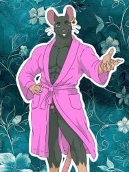 3:4 anthro clothing genitals hi_res male mammal micropenis murid murine muscular penis pink_clothing pink_robe rat robe rodent sander_the_bull small_penis solo vittorio_raimondo