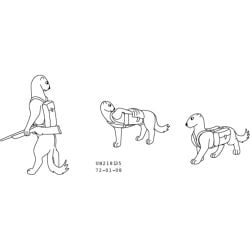 1972 1:1 20th_century ancient_art animal_genitalia backpack barely_visible_genitalia barely_visible_sheath black_and_white dated digitigrade feet feral fully_sheathed fur genitals group gun hindpaw hunting_rifle male male_feral monochrome paws quadruped ranged_weapon semi-anthro sheath simple_background standing tail trio urbanhermit walking weapon white_background