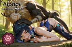 2025 2026 4k absurd_res absurdres ai ai-created ai-generated ai_art ai_assisted ai_generated alphai ambiguous_penetration anime ass_up bad_end big_breasts black_hair blue_hair blushing breasts_squeeze breeding cinematic_lighting close-up clothed_female clothing colorful_background dark-skinned_male defeated defeated_heroine depth_of_field detailed_hair detailed_skin detailled_background dramatic_shadows excessive_cum eyelashes eyeliner face_focus female_face forest genshin_impact hands_on_another's_head head_on_floor heart high_quality high_resolution highres hilichurls_(species) hoyoverse impregnation mihoyo multicolored_hair naughty_face on_floor outdoors particles patreon patreon_link patreon_url patreon_username raised_eyebrows seductive_eyes sex side_angle straight tongue_out torn_clothes volumetric_lighting watermark yelan_(genshin_impact)
