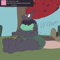 anthro ass big_ass facesitting female male sitting sitting_on_face zoroark