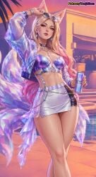 ahri ahri_(league_of_legends) ai_generated anime anime_style crossed_legs grand_theft_auto grand_theft_auto_vi gta_vi_cover_girl kda_ahri kda_all_out league_of_legends legs muscles muscular_female sexy sexy_body sexy_female sexy_pose vice_city_cover_girl