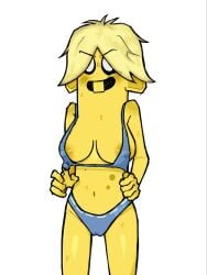 banana_zombie big_boobs blue_bikini boobs horny_female nipples nipples_visible_through_clothing pussy_print smirk smirking wet_pussy yellow_skin zombie zombie_catchers zombie_girl