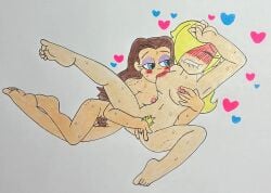 heart heart_symbol lesbian naked naked_female pauline pauline_(mario) princess_rosalina rosalina rosalina_(mario) sucking_nipples touching_pussy yuri